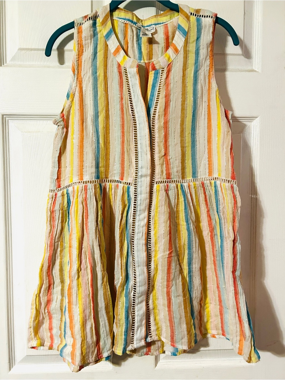 For The Republic Pastel Multicolor Striped Tunic with Lace Detail